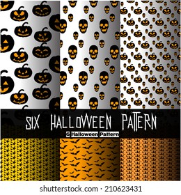 6 Halloween pattern Design format EPS 10.