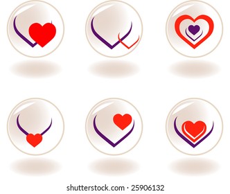 6 hearts icons