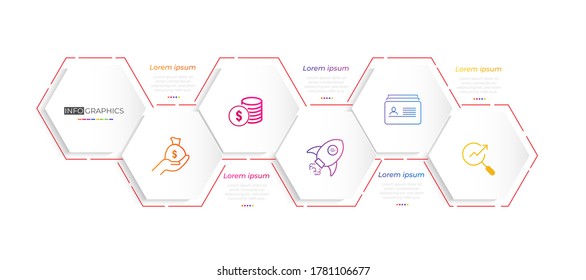 6 Hexagon  and partition Color gradient chart origami paper color info-graphic template for diagram presentation chart
and business concept with 6 element options