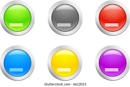 6 high-detailed buttons. Cut down button.  Vector illustration.