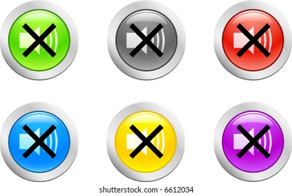 6 high-detailed buttons. Sound button.  Vector illustration.