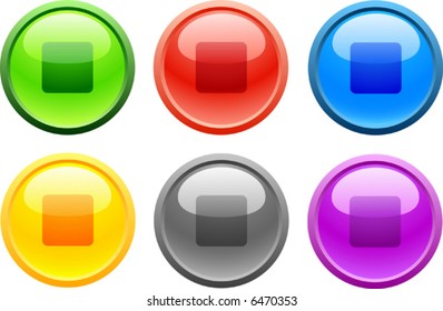 6 high-detailed buttons. Stop.  Vector illustration.
