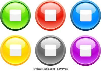 6 high-detailed buttons. Stop.  Vector illustration.