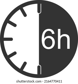 icono de temporizador de 6 horas, vector de icono de la cara del reloj