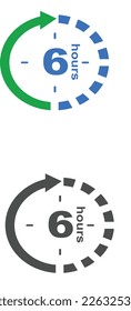 vector de señal de tiempo de 6 horas adecuado para tiempo de apertura, tiempo de envío, reembolso, tiempo de cambio y cambio y otros
