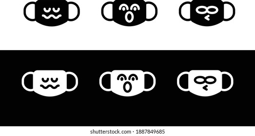 6 icon masks with white and black background can be used for various purposes, websites and presentations