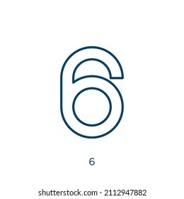 6 icon. Thin linear 6 outline icon isolated on white background. Line vector 6 sign, symbol for web and mobile