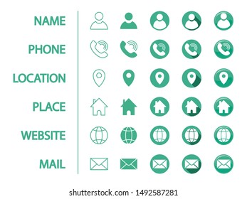 6 Icons in 5 styles(30 Icons) for business cards and ect vector format