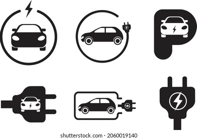 6 icons representing electric vehicle chargers