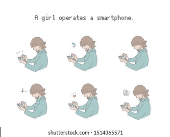 
It is 6 illustrations of a young woman who operates a smartphone. Easy to design with simple taste.
