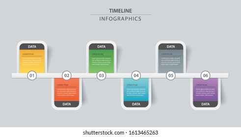 6 infographic timeline template business concept.Vector can be used for workflow layout, diagram, number step up options, web design ,annual report