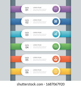 6 infographic timeline template business concept.Vector can be used for workflow layout, diagram, number step up options, web design ,annual report