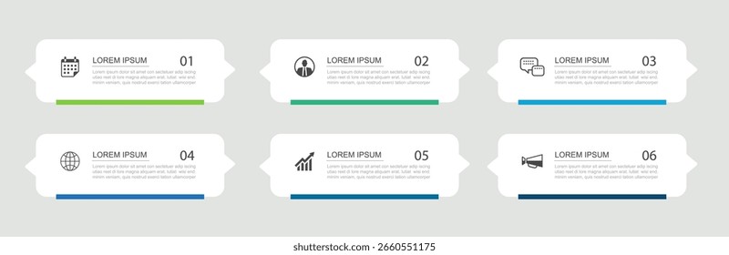 6 infographics data tab index template. Illustration business abstract background.