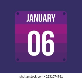 6 january calendar date. Calendar icon for january. Banner for holidays and special dates