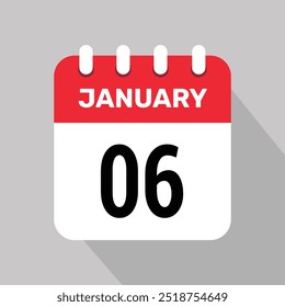 6 january calendar icon vector graphic design