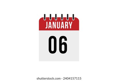 vector del calendario 6 de enero. Icono de calendario diario de vector plano. vector de icono de calendario.
