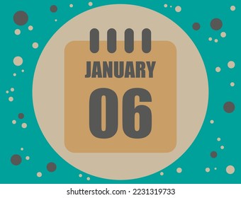 6 January calendar vector. Calendar icon for the month of January with circle. Banner for holidays and commemorative dates