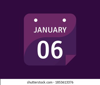 6 January, January 6 icon Single Day Calendar Vector illustration