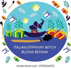 6 january is ITALIAN EPIPHANY WITCH vector illustration