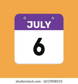 6 july calender icon text page monthly web design.