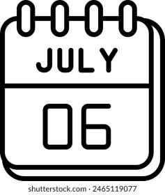 6 julio Diseño de iconos de línea de Vector