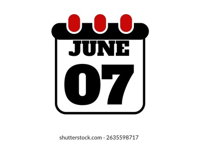 6 June calendar icon text page monthly web design on red, black and white background vector, icon, or illustration with the month of June 6