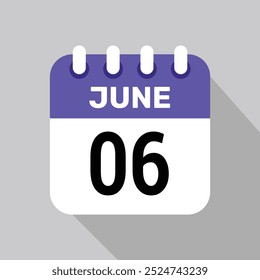 6 de junho calendário ícone vetor data design gráfico