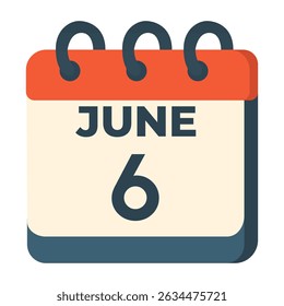 6 june calendar vector on white background
Vector calendar with date