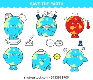 6 kinds of earth cartoon characters