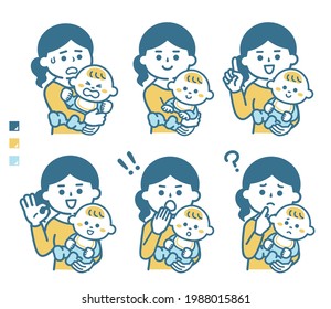 6 kinds of mother poses holding a baby