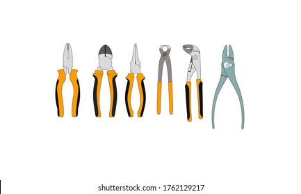6 kinds of pliers with color version