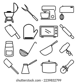 6 kitchen set vector icon isolare on white backgroun, vector illustration, cookware, kitchenware 