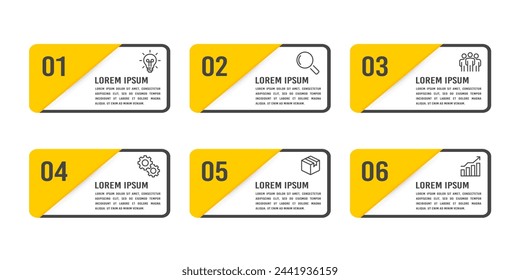 6 labels options or steps infographics. Business presentation. Vector illustration.