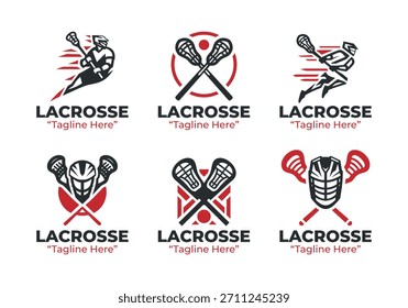 6 Lacrosse Logo Set Stick Equipo de campo Colección de identidad deportiva