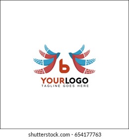 6 Letter Brush Logo. Red and blue brush with Splash Concept Design.