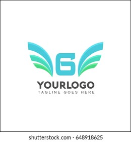 6 Letter Creative Line Logo. Abstract universal wing with premium icon design. 