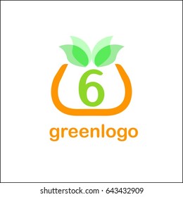 6 letter green identity. Tree leaf vector logo design, eco-friendly concept.