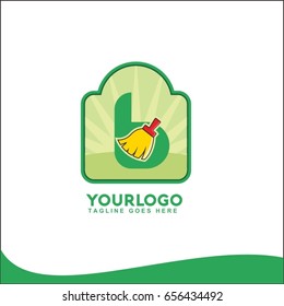 6 letter illustration logo for a cleaning service. Vector brush for advertising, poster, web design, website