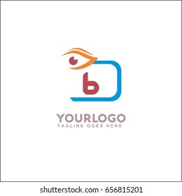 6 letter initial with eyes logo in orange & blue color