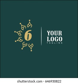 6 Letter Luxury Logo. Simple and elegant floral design logo, Elegant linear luxury vector for brand identity