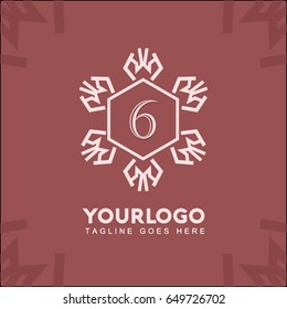 6 letter vintage monogram set logo. Vector emblem for calligraphic luxury design and retro ornamental illustration.