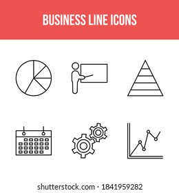 Juego de iconos de vector comercial único de 6 líneas