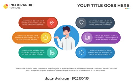 6 list diagram, infographic element template vector with businessman, can be used for banner, report, presentation slide, website, etc.