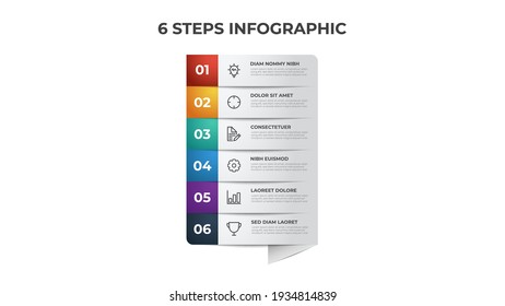 6 List Of Steps, Row Layout Diagram With Number Sequence, Infographic Element Template