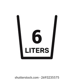 6 Liter Symbol Vektor Flüssigkeit Maß Vektor weißer Hintergrund