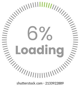 6% de carga. 6% de diagramas de círculo Vector de infografía, 6 Porcentaje listo para usar para diseño web ux-ui