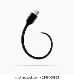 6 logo made of type c cable. Vector isolated font for digital design, template, application logo etc.