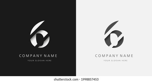 6 logotipo diseño moderno roto número de serif