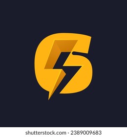 6 logotipo. Número seis con relámpagos espaciales negativos. Monograma de vector de flash. Icono de perno eléctrico. Tipo perfecto para etiquetas de energía, impresión de superhéroes, afiches de música rock, arte de entrega, adv electromóvil.