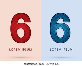 6 Luxury Font designed using read and blue, hot and cool tone, geometric pattern graphic vector.